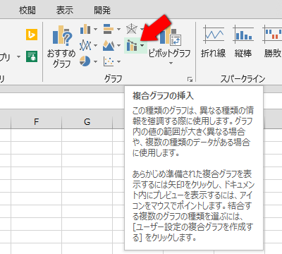 Excel 2013 には 複合グラフの挿入 というボタンが追加されました