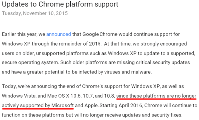 Updates to Chrome platform support